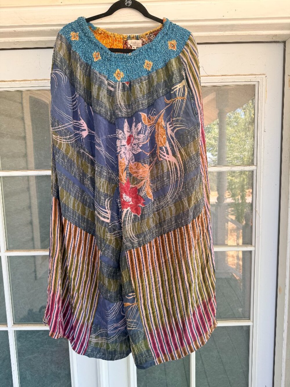 Kantha Bae REVERSIBLE Silk Float On Pants - Jewel Tone Patchwork Free Size